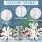 Winter Christmas Centerpiece Table Decorations - 12pcs Wooden Snowflakes Decor 3D Silver White Snowflake Tabletop Decor for Xmas Holiday Tiered Tray Winter Farmhouse Decor